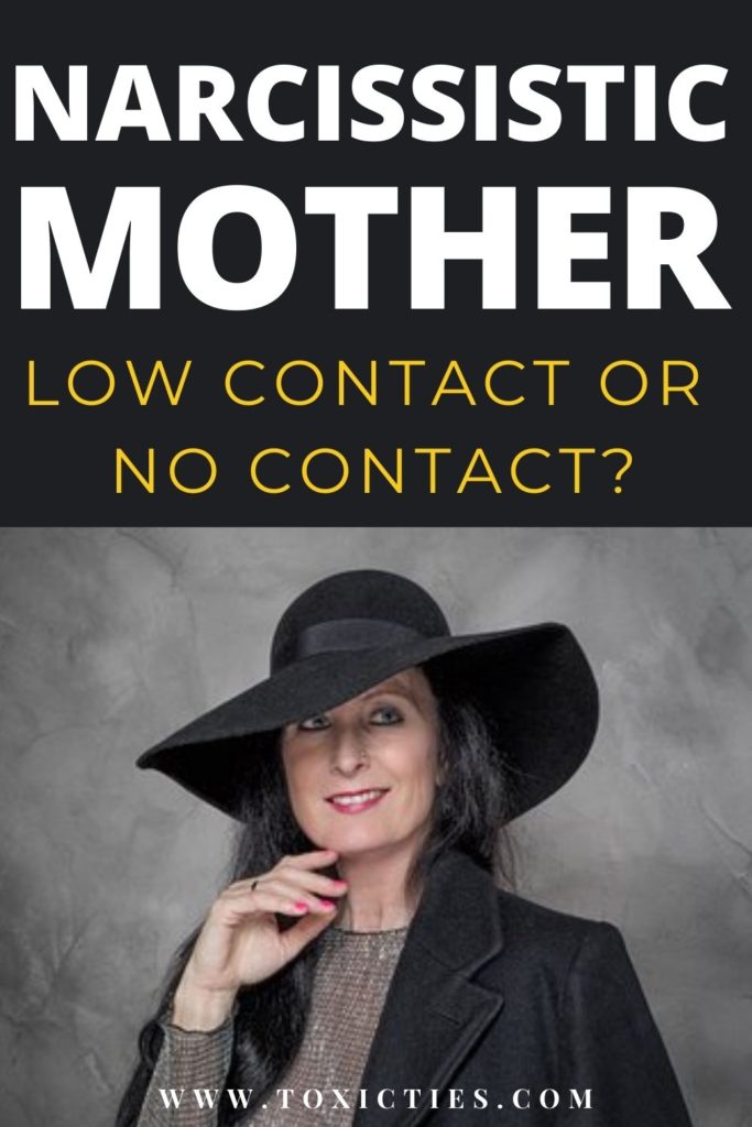 Are you considering #nocontact or #lowcontact with your #narcissisticmother? Here's how to implement both strategies, and what to expect. #narcissisticparent #toxicmother #abusivemother