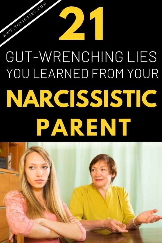 If you grew up with a narcissistic parent, you were taught lies on a daily basis. Here are the most damaging ones, and what the truth is. #narcissisticparent #narcissisticmother #narcissisticfather #abusiveparent #abusivemother #abusivefather #emotionalabuse #childabuse