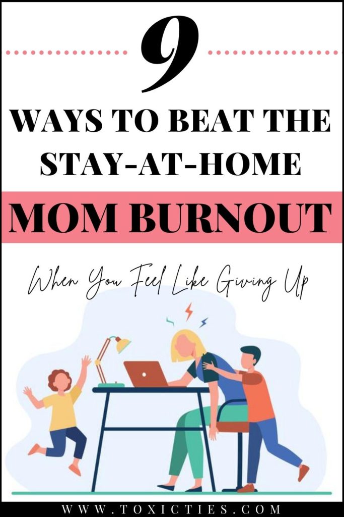 Apathy, lack of energy, irritability are some of the signs of stay-at-home mom burnout. Here are 9 tips for when you're feeling stressed. #momburnout #emotionalburnout #stayathomemom #workathomemom #selfcare